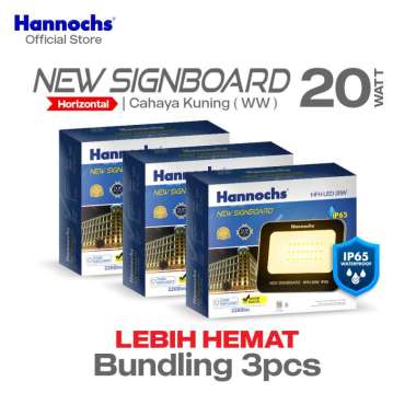 Hannochs Lampu Sorot LED New Signboard HFH 20 watt Cahaya Kuning isi 3pcs (Model Horizontal)