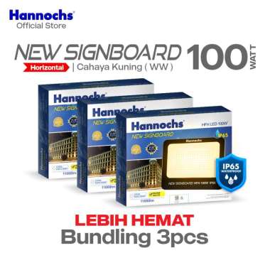Hannochs Lampu Sorot LED New Signboard HFH 100 watt Cahaya Kuning isi 3pcs (Model Horizontal)