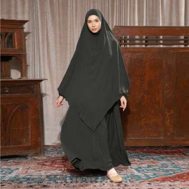 Lozy Hijab - Fatima Abaya Set (Abaya Gamis Set French Khimar Haji dan Umrah Bahan Zafera Anti UV Gam