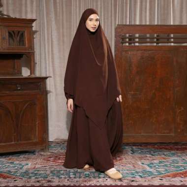 Lozy Hijab - Fatima Abaya Set (Abaya Gamis Set French Khimar Haji dan Umrah Bahan Zafera Anti UV Gam