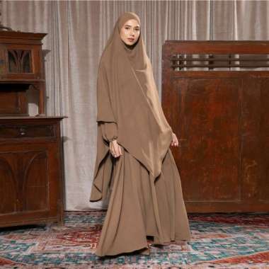 Lozy Hijab - Fatima Abaya Set (Abaya Gamis Set French Khimar Haji dan Umrah Bahan Zafera Anti UV Gam