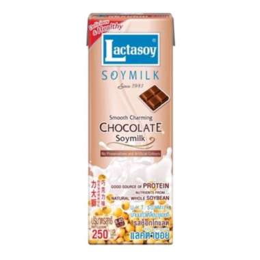 Lactasoy susu kacang kedelai coklat / original / unsweetened / collagen 250 ml coklat