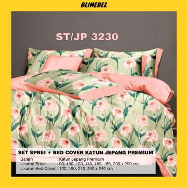 Set Sprei + Bedcover Katun Jepang PREMIUM + Sarbal + Sargul Varian Kj1 180x200+240x240 ST/JP 3232