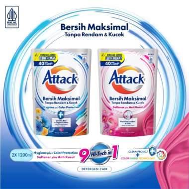 Attack Hygiene Plus Deterjen Cair Semua Jenis Mesin Cuci 1200 mL Attack Plus Softener 1200 ML Soften