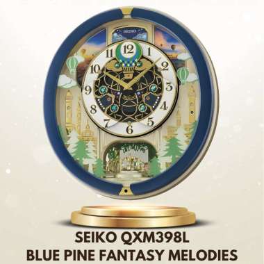 Seiko QXM398L Jam Dinding Seiko Blue Pine Fantasy Melodies In Motion Original