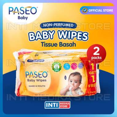 PASEO - Tissue Basah Bayi HAND & MOUTH Food Grade | Baby Wipes Non Perfumed Anti Bacterial | Tisu Ba