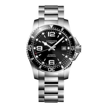 Jam Tangan Pria Longines HydroConquest L3.742.4.56.6 Automatic Sunray Black Dial Stainless Steel Str