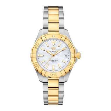 Jam Tangan Wanita TAG Heuer Aquaracer WBD1320.BB0320 Ladies Date Quartz White MOP Dial Dual Tone Ste