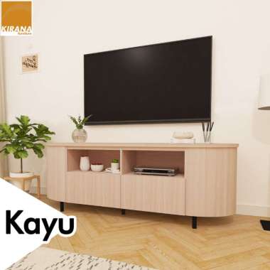 KIRANA Cardiff - Meja TV Kayu / Bufet TV / Rak TV / Lemari TV / Backdrop TV Oval Modern Minimalis