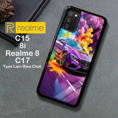 Custom Case TPU 3D Casing Softcase Tempered Glass Cover Belakang Hp Realme 8i, 8, C15, C17 Realme C1