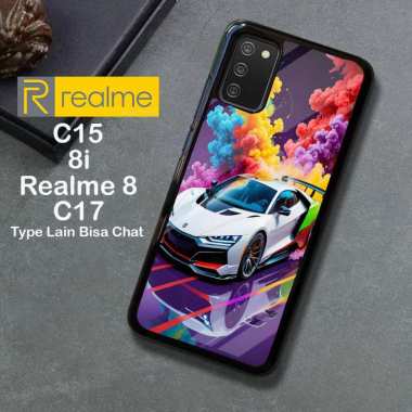 Custom Case TPU 3D Casing Softcase Tempered Glass Cover Belakang Hp Realme 8i, 8, C15, C17 Realme C1
