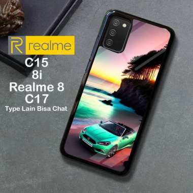 Custom Case TPU 3D Casing Softcase Tempered Glass Cover Belakang Hp Realme 8i, 8, C15, C17 Realme C1