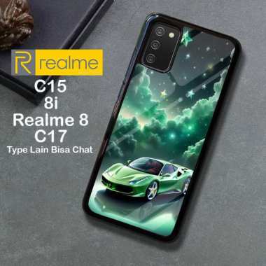 Custom Case TPU 3D Casing Softcase Tempered Glass Cover Belakang Hp Realme 8i, 8, C15, C17 Realme C1