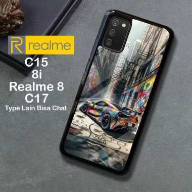 Custom Case TPU 3D Casing Softcase Tempered Glass Cover Belakang Hp Realme 8i, 8, C15, C17 Realme C1