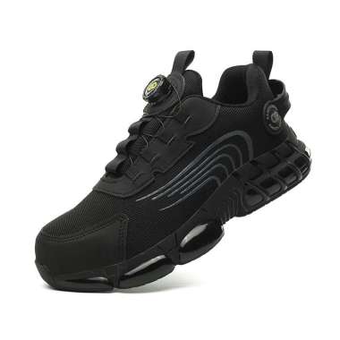 Sepatu safety tactikal tali putar ujung besi hitam casual 41