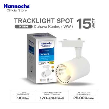 Hannochs Lampu LED Sorot Projector Track Light HTS01 Putih 15W 24D Cahaya Kuning