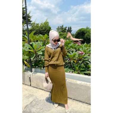 ONE SET TARLA / SETELAN CARDIGAN STARLA + ROK SPAN RAJUT PREMIUM / SETELAN RAJUT WANITA Denim