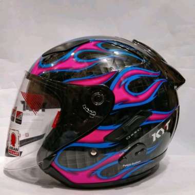 HELM KYT GALAXY FLAT R FLAME BLACK FUXIA HELM HALF FACE L