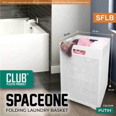 CLUB Plastik - SpaceONE Folding Laundry Basket Keranjang Baju Kotor Keranjang Lipat Putih