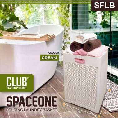 CLUB Plastik - SpaceONE Folding Laundry Basket Keranjang Baju Kotor Keranjang Lipat Krem