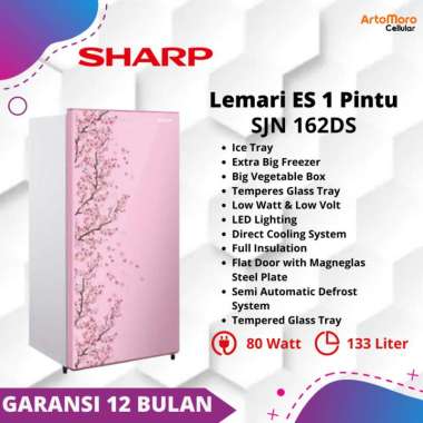 Lemari Es | SHARP SJ N 162 D SP / SAKURA PINK KULKAS LEMARI ES 1 PINTU 133 LITER / SJN162DSP