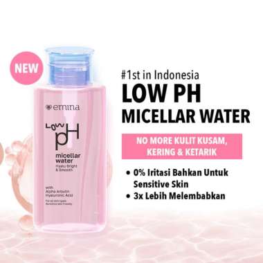 Emina Low pH Micellar Water Series - Hyalubright & Made-Calm Purify Micellar Water Hyalubright (Pink