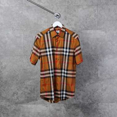 Kemeja BURBERRY CLAVERDON CHECK TAUPE BROWN SS24 SHIRT 100% ORIGINAL M