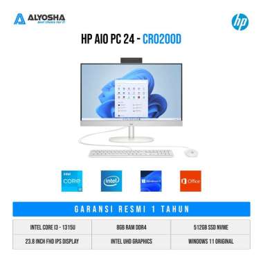 PC HP AIO 24 cr0200d/Intel Core i3-1315U/8GB/512GB SSD/23.8″ FHD/Win 11 Home+OHS/White