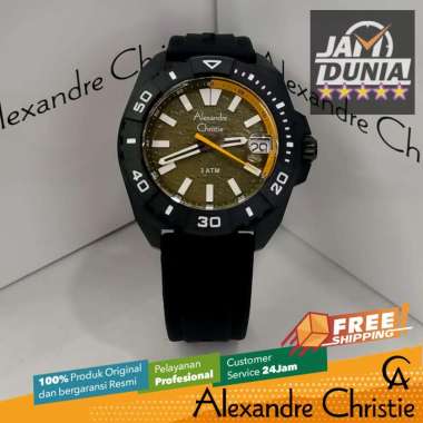 JAM TANGAN PRIA ALEXANDRE CHRISTIE ORIGINAL RUBBER BLACK PLAT GREEN 6684 AC 6684 AC6684 ACF6684 CT