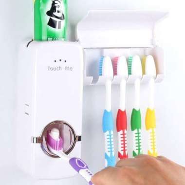 Dispenser Odol dan Tempat Sikat Gigi Otomatis Touch Me Toothpaste Squeeze