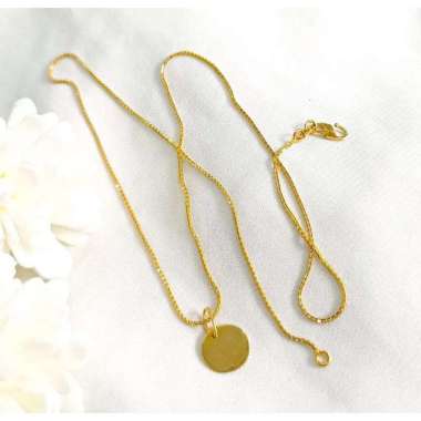 Set Kalung dan Liontin Bulat Polos Elegant Emas Asli kalung 2gr/875