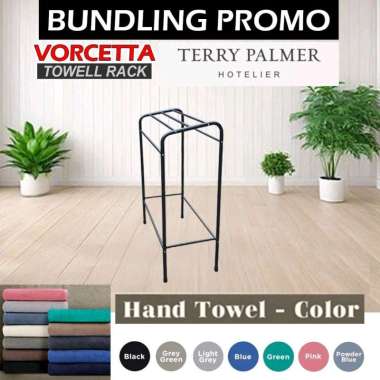 Rak Handuk Jemuran Handuk Besi Anti Karat Quality Export + Hand Towel Handuk Tangan Ivory Jemuran Pu