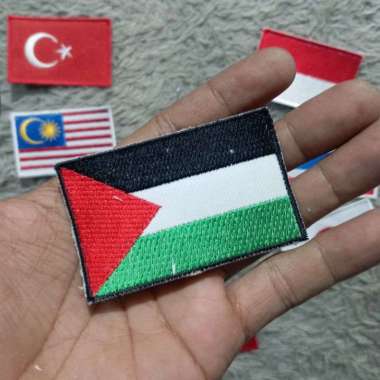 PATCH BENDERA ASIA, LOGO BENDERA BORDIR, PATCH BORDIR BENDERA Palestina 4.5x7cm