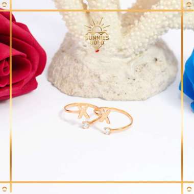 CINCIN HURUF ADJUSTABLE EMAS ASLI EMAS MUDA KADAR 8K/375 CINCIN HURUF Q - X KODE CWK 514 - CWK 521 H