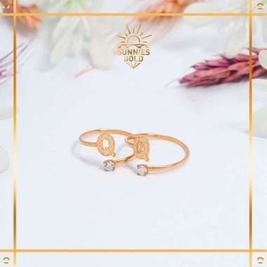 CINCIN HURUF ADJUSTABLE EMAS ASLI EMAS MUDA KADAR 8K/375 CINCIN HURUF Q - X KODE CWK 514 - CWK 521 H