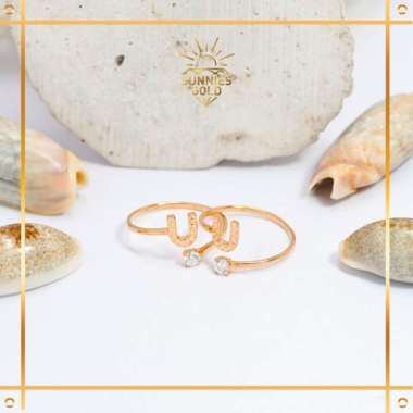 CINCIN HURUF ADJUSTABLE EMAS ASLI EMAS MUDA KADAR 8K/375 CINCIN HURUF Q - X KODE CWK 514 - CWK 521 H