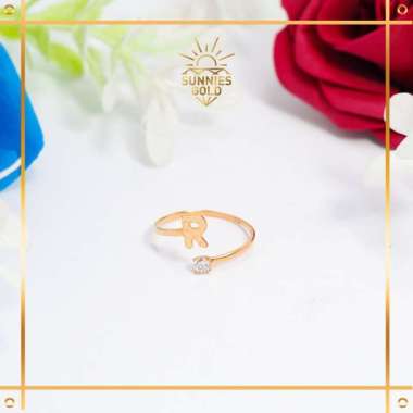 CINCIN HURUF ADJUSTABLE EMAS ASLI EMAS MUDA KADAR 8K/375 CINCIN HURUF Q - X KODE CWK 514 - CWK 521 H