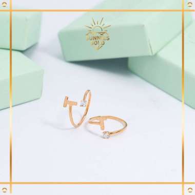 CINCIN HURUF ADJUSTABLE EMAS ASLI EMAS MUDA KADAR 8K/375 CINCIN HURUF Q - X KODE CWK 514 - CWK 521 H