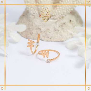 CINCIN HURUF ADJUSTABLE EMAS ASLI EMAS MUDA KADAR 8K/375 CINCIN HURUF Q - X KODE CWK 514 - CWK 521 H