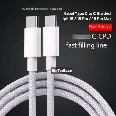 Kabel Data Type C to type c Braided iph Ip 15 Pro Max Tipe C Cable Charger Fast 35 Watt PD