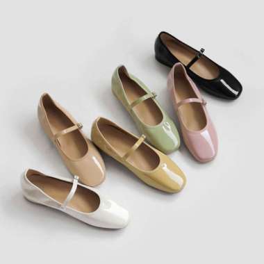 SAPPUN Charlotte Enamel Maryjane Flats (2cm) - Flat Shoes Wanita 38 BEIGE