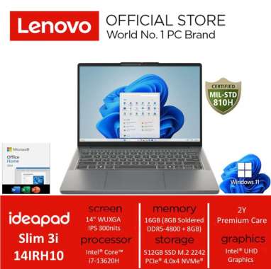 LENOVO IdeaPad Slim 3i 14IRH10 || Intel Core i7-13620H 16GB 512GB SSD WIN 11 Office Home 2024 14" WU
