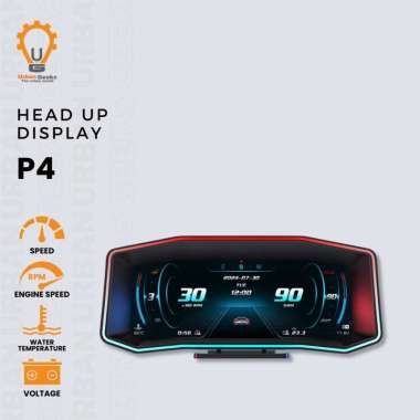 Head Up Display P4 OBD2 Mobil HUD Speedometer Digital RPM Suhu Mesin GPS Alarm Lengkap