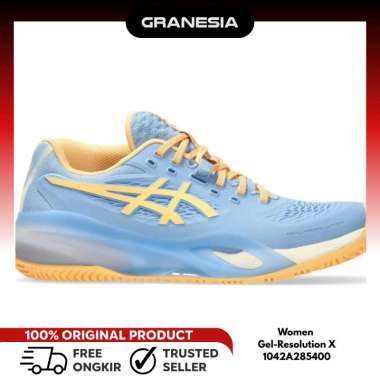 ASICS Women Gel-Resolution X Padel 1042A285400|Sepatu Tenis Wanita 40 Stone Wash/Orange Glow