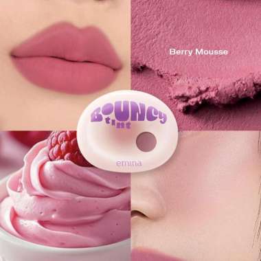 NEW! Emina Bouncy Tint 3 in 1 Lip, Cheek, & Eye - Blurry Lip Color, Lasting Stain, dilengkapi dengan