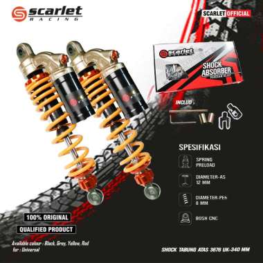 Scarlet Racing - Shock Tabung Atas 3676 Ukuran 340mm (O+U) GREY/YELLOW