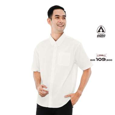 Aerostreet Kemeja Pendek Stand Collar Davin White Man QB1BA M