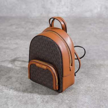 Tas MICHAEL KORS MK MONOGRAM BROWN CAMEL MINI BACKPACK 100% ORIGINAL Size 23X17X8CM