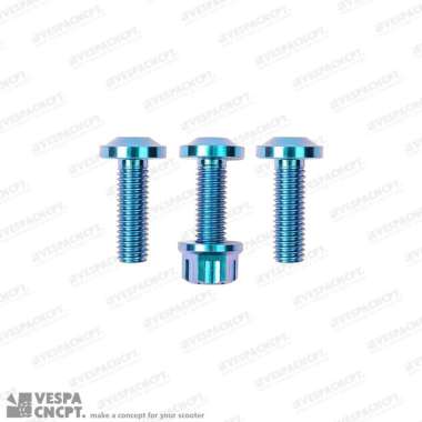 Baut Mur Titanium Flat Bracket Knalpot Racing Blue Vespa Sprint Primavera Lx S Gts