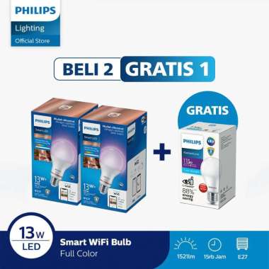 PROMO Beli 2 Philips Lampu Smart Wifi LED 13W RGB Gratis 1 Lampu